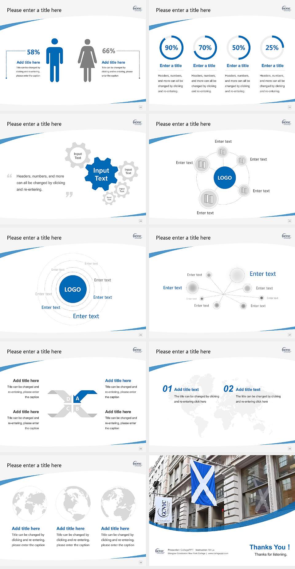 Glasgow Caledonian New York College Course/Courseware Creation PPT Template4:3 ratio PPT effect preview image4