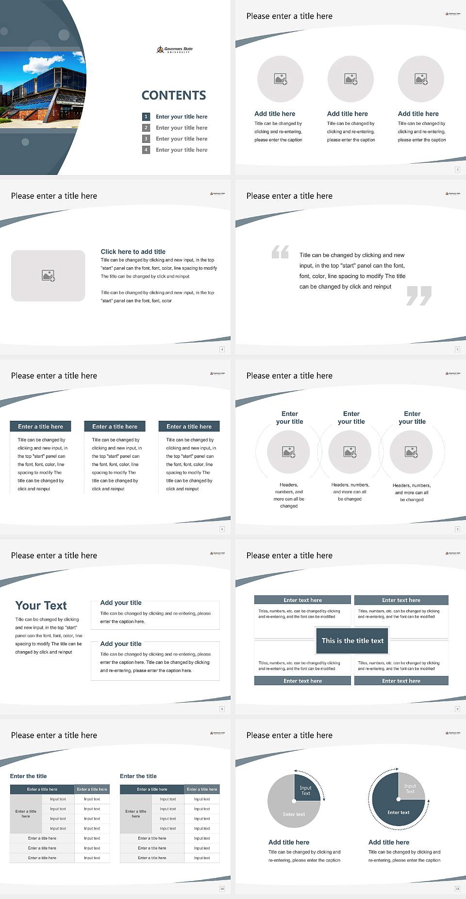 Governors State University Course/Courseware Creation PPT Template4:3 ratio PPT effect preview image2