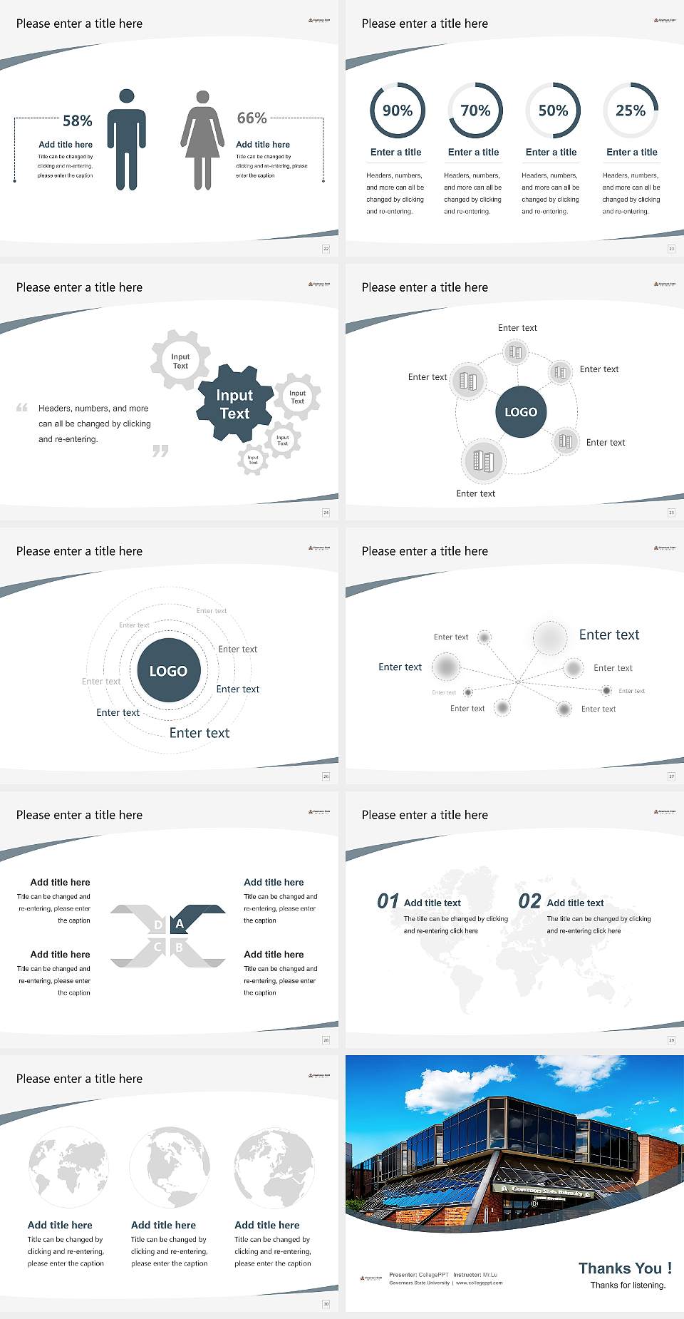 Governors State University Course/Courseware Creation PPT Template4:3 ratio PPT effect preview image4