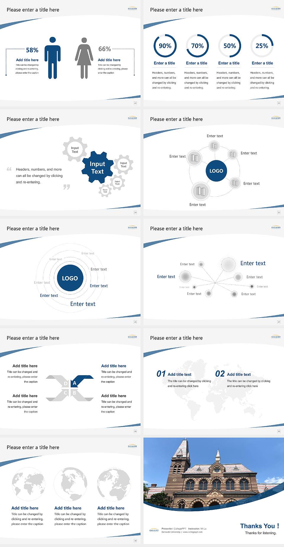 Gallaudet University Course/Courseware Creation PPT Template4:3 ratio PPT effect preview image4