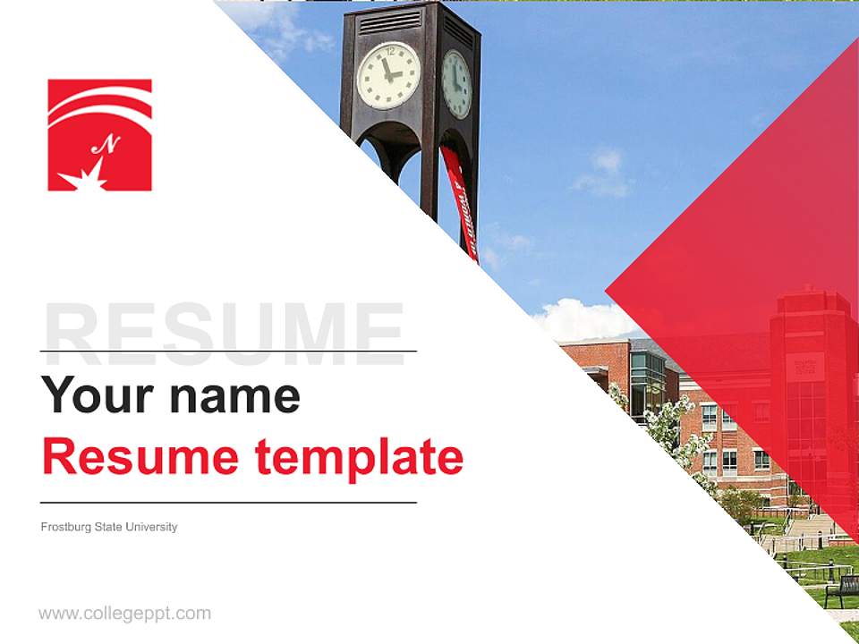 Frostburg State University Resume PPT Template4:3 ratio PPT effect preview image5