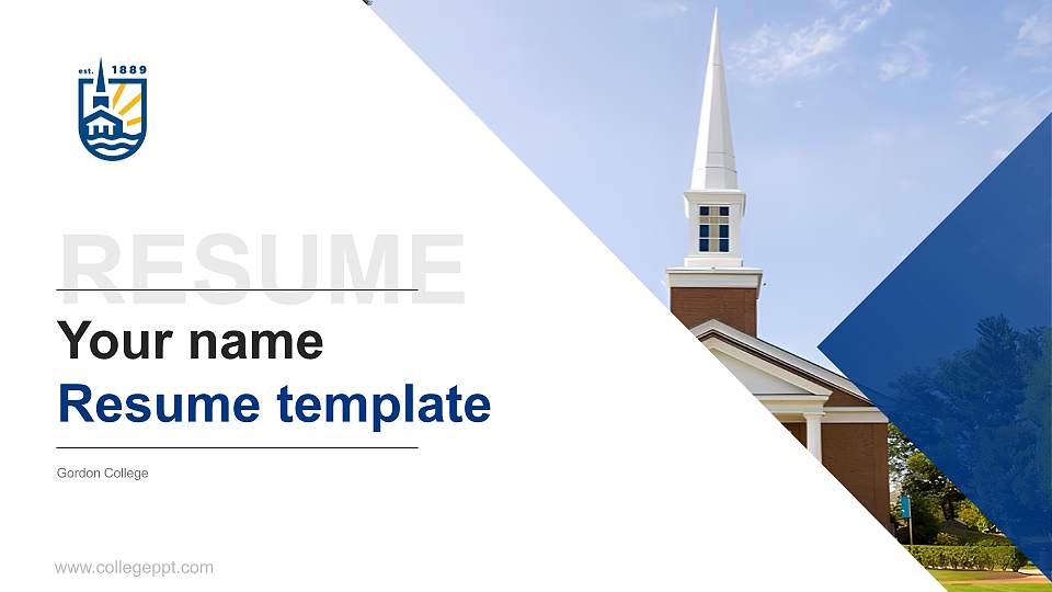 Gordon College Resume PPT Template16:9 ratio PPT effect preview image