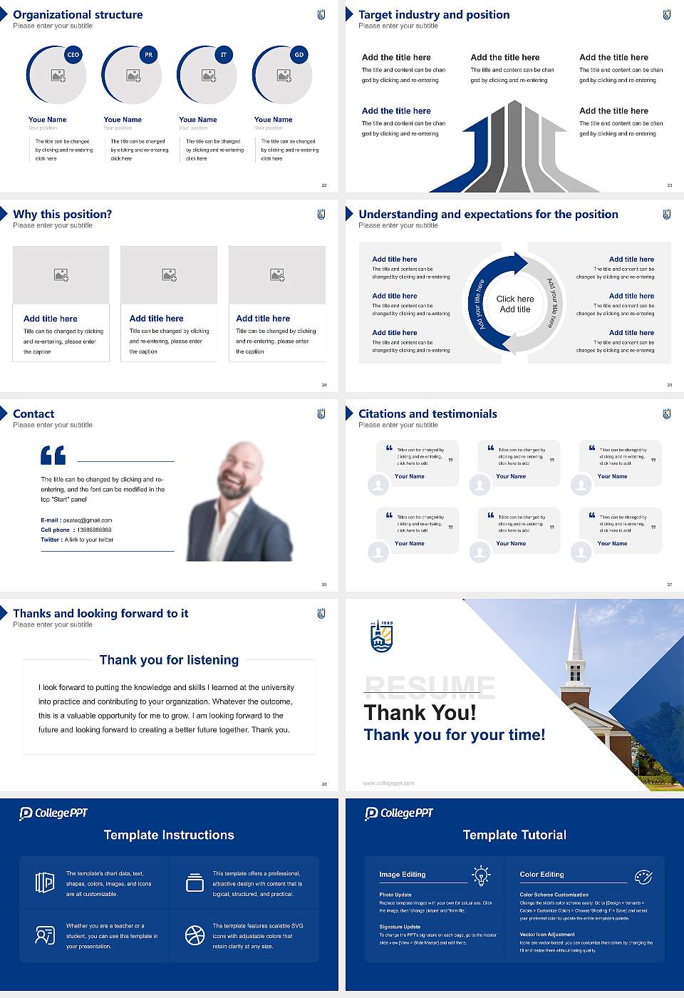 Gordon College Resume PPT Template16:9 ratio PPT effect preview image4