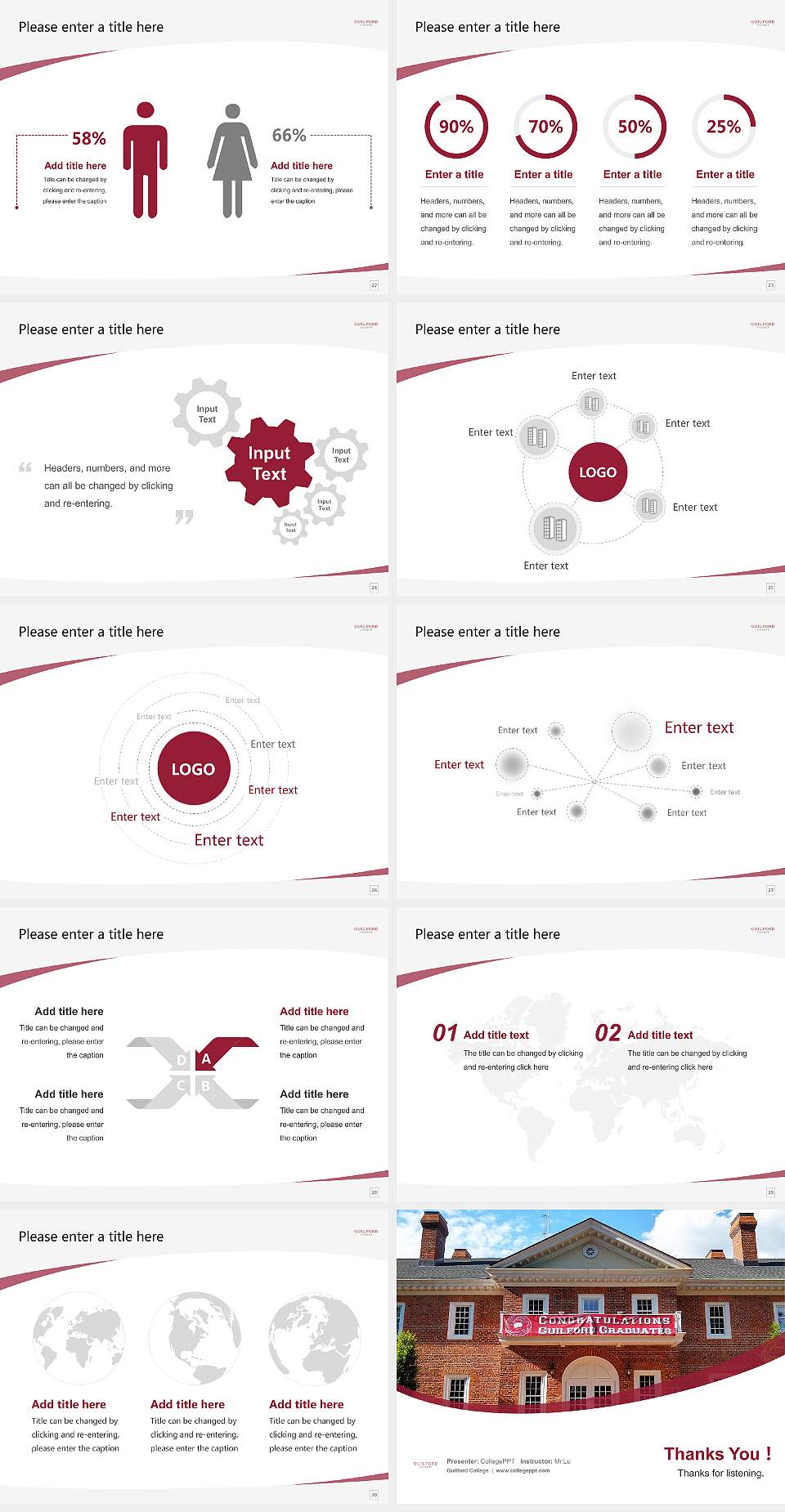 Guilford College Course/Courseware Creation PPT Template4:3 ratio PPT effect preview image4