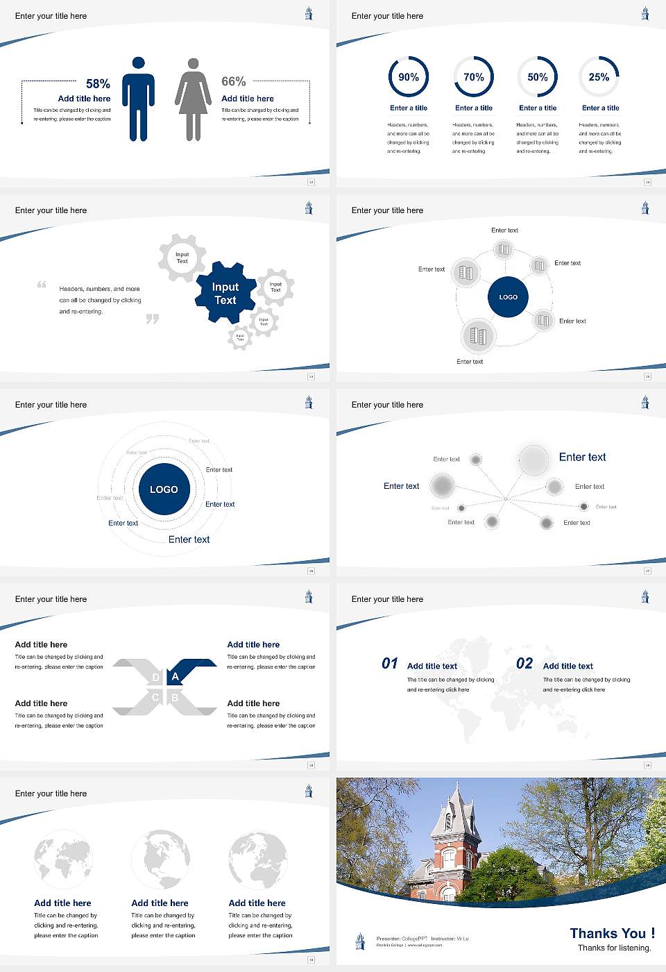 Franklin College Course/Courseware Creation PPT Template16:9 ratio PPT effect preview image4