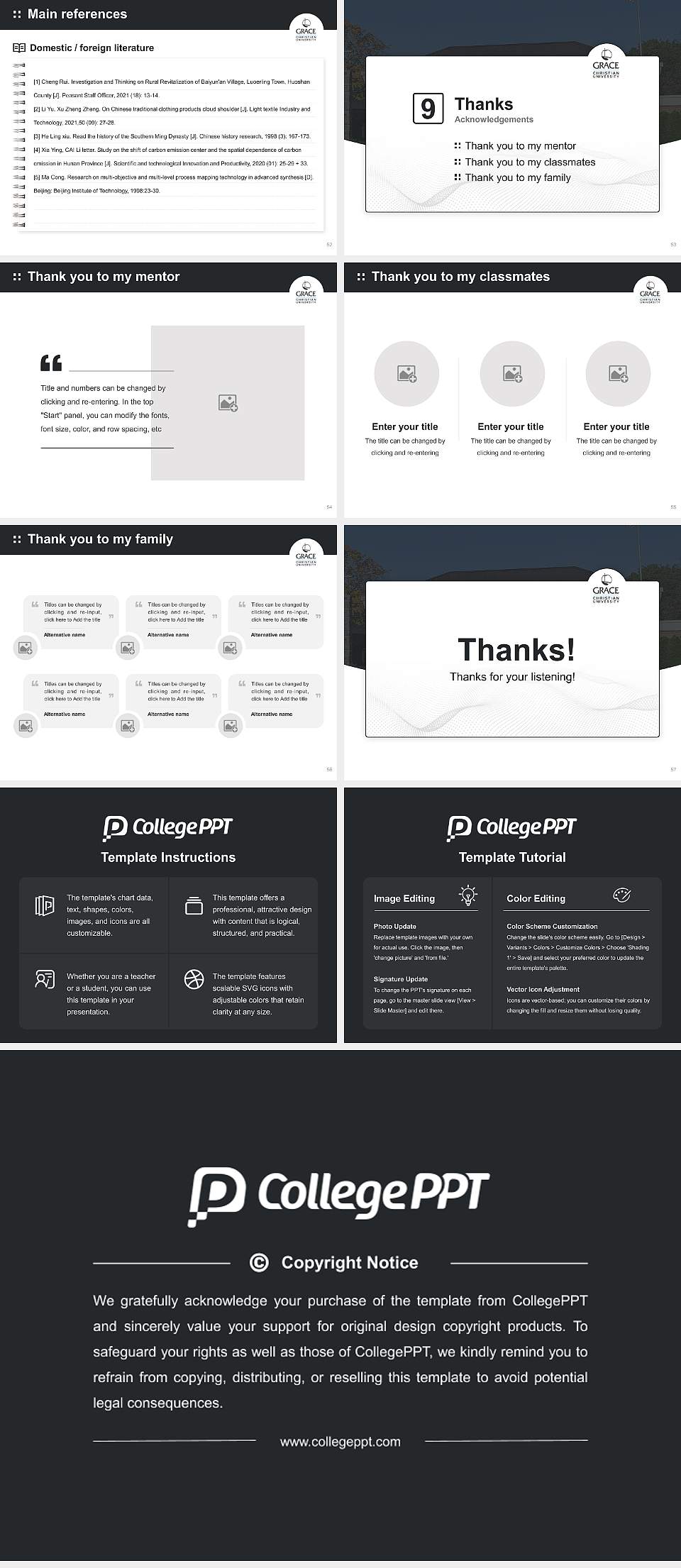 Grace Christian University Graduation Thesis Defense PPT Template4:3 ratio PPT effect preview image7