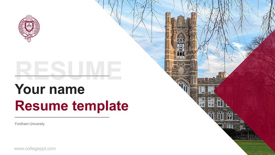 Fordham University Resume PPT Template16:9 ratio PPT effect preview image