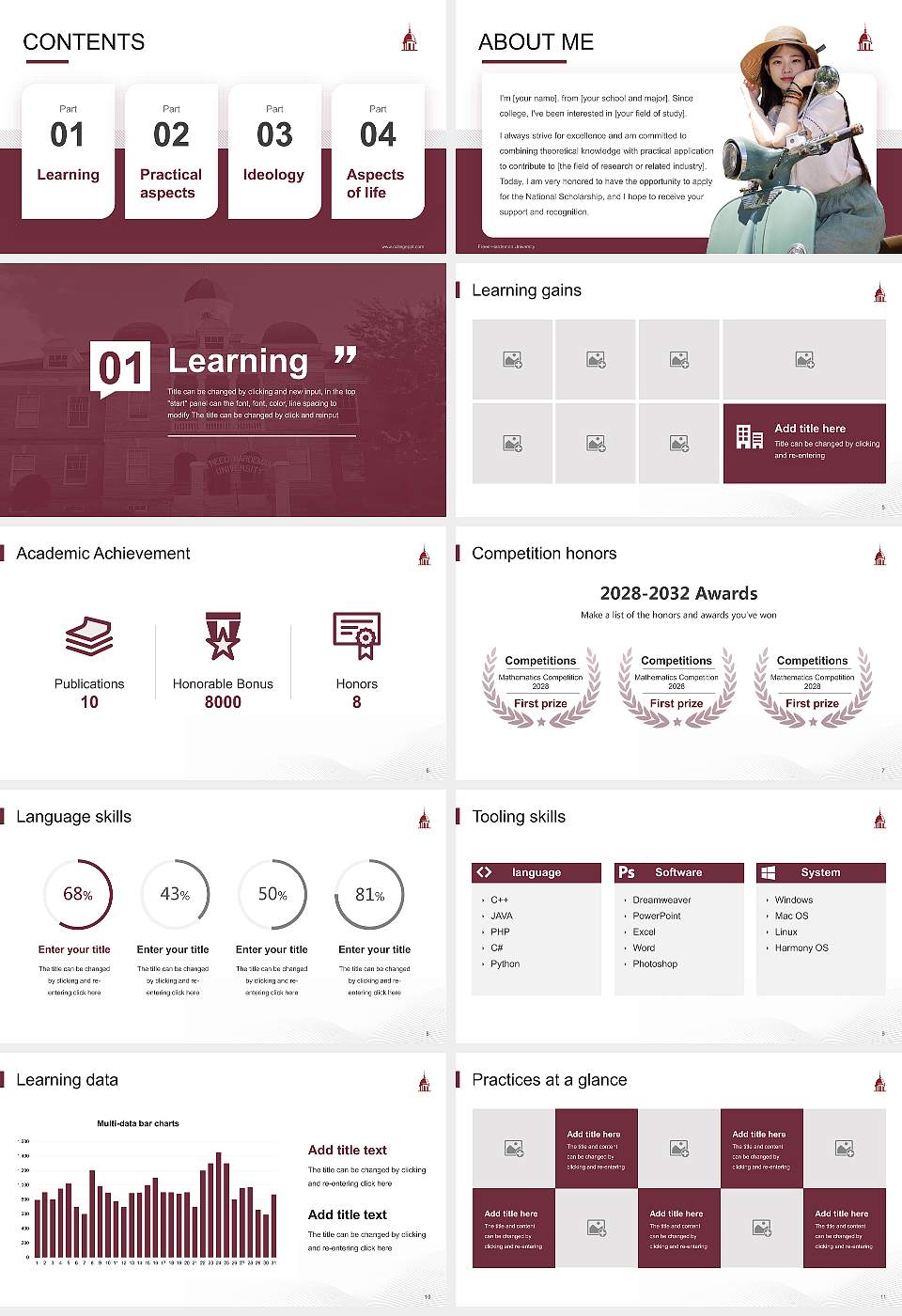 Freed-Hardeman University National Scholarship Defense PPT Template16:9 ratio PPT effect preview image2