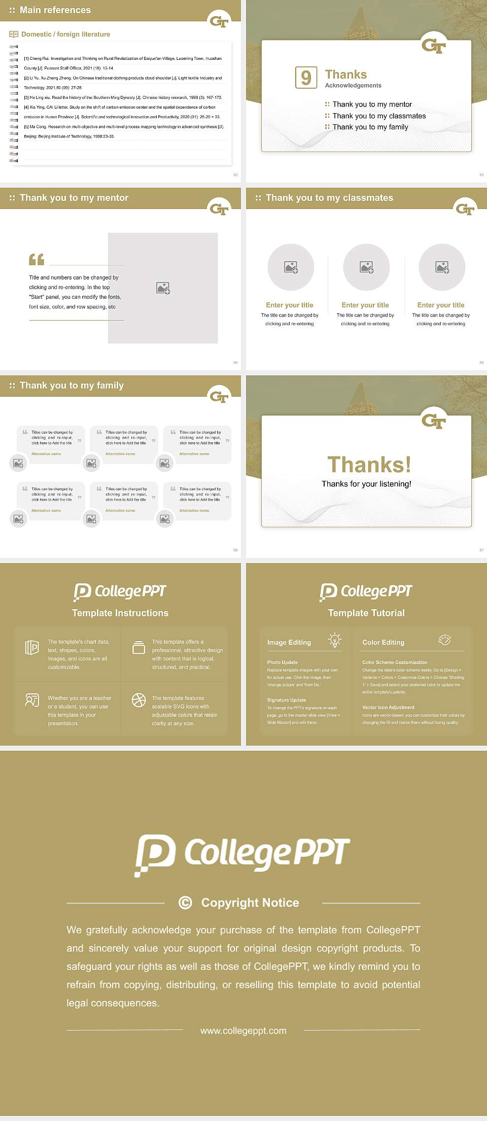 Georgia Institute of Technology-Main Campus Graduation Thesis Defense PPT Template4:3 ratio PPT effect preview image7
