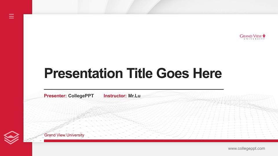 Grand View University Thesis Proposal/Graduation Defense PPT Template16:9 ratio PPT effect preview image