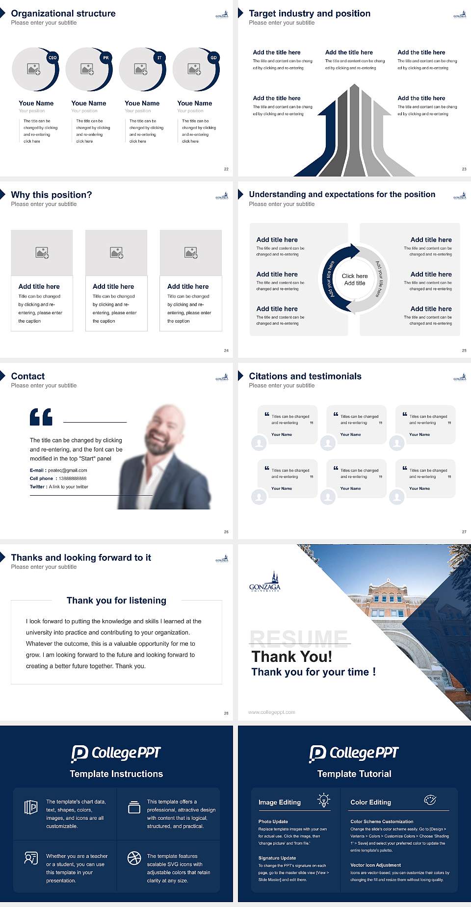 Gonzaga University Resume PPT Template4:3 ratio PPT effect preview image4