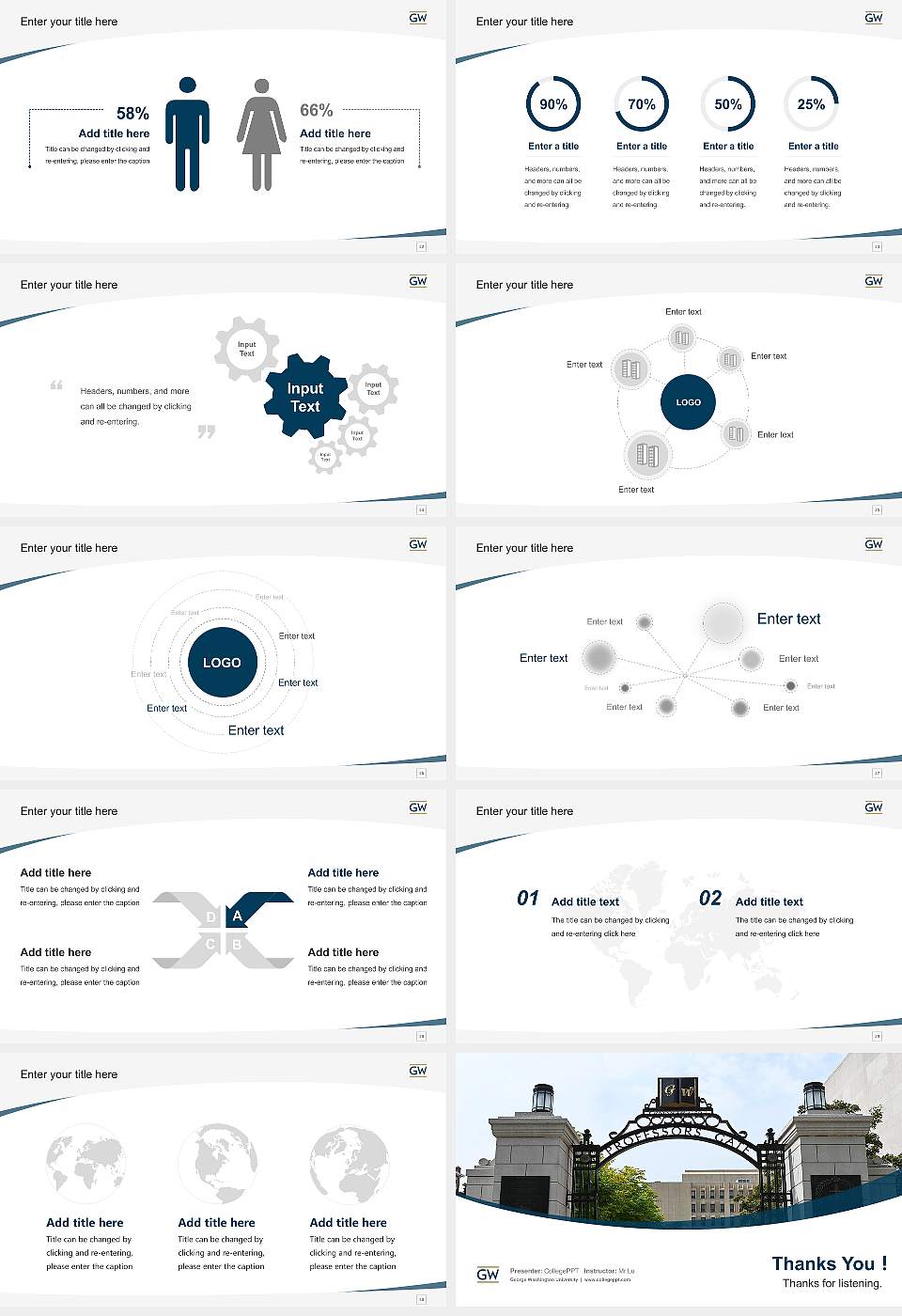 George Washington University Course/Courseware Creation PPT Template16:9 ratio PPT effect preview image4