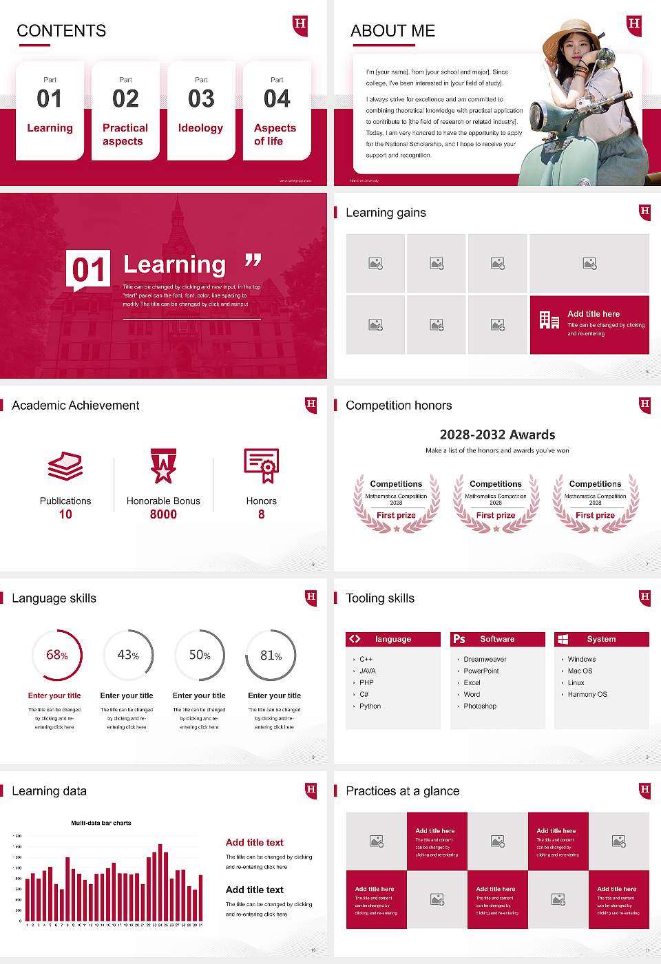 Hamline University National Scholarship Defense PPT Template16:9 ratio PPT effect preview image2