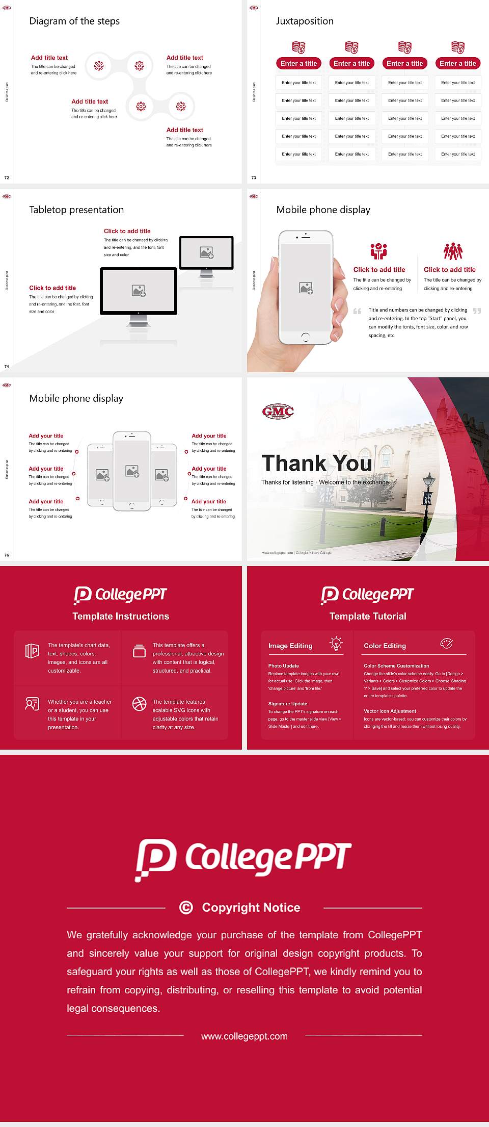 Georgia Military College Competition/Entrepreneurship Contest PPT Template4:3 ratio PPT effect preview image9