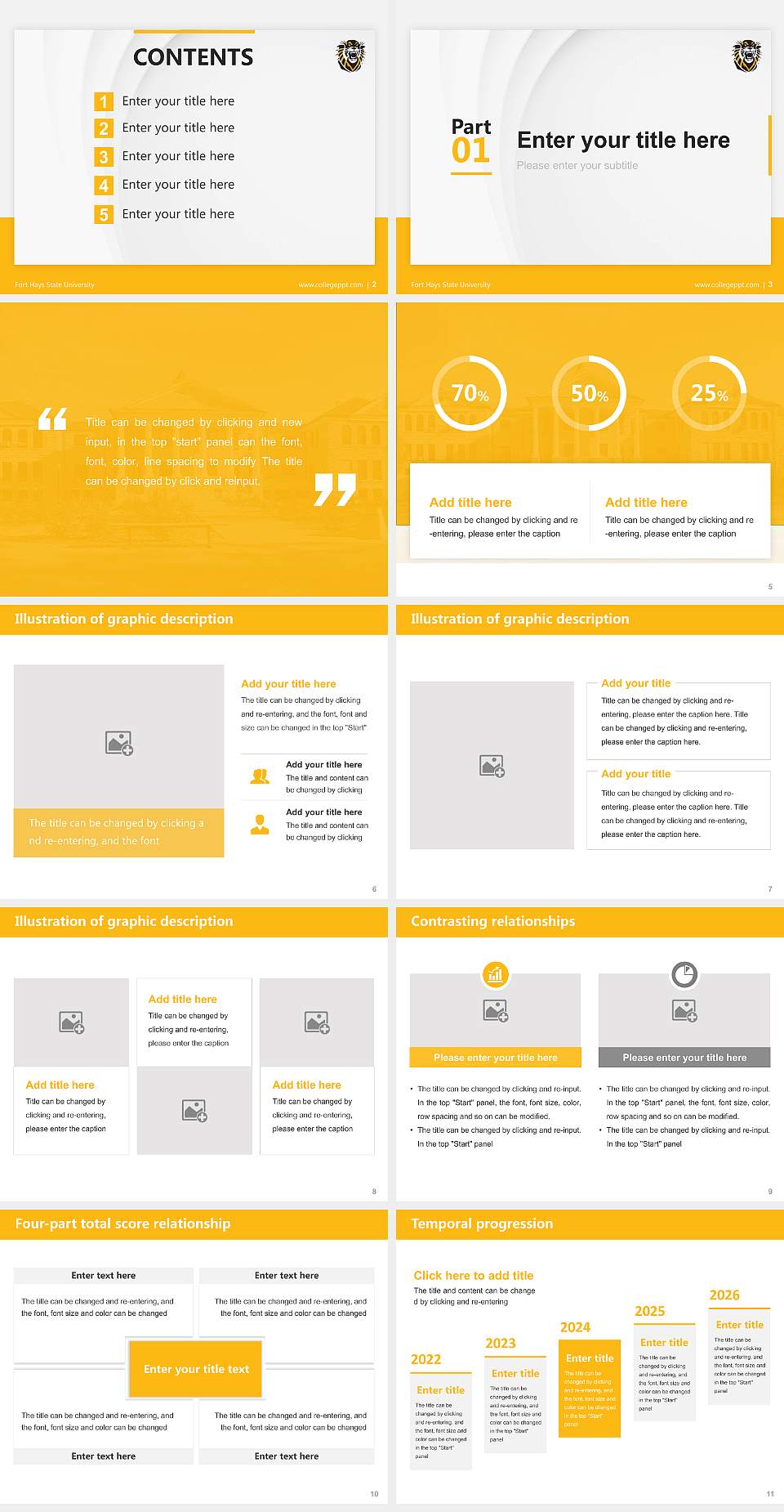 Fort Hays State University Thesis Proposal/Graduation Defense PPT Template4:3 ratio PPT effect preview image2