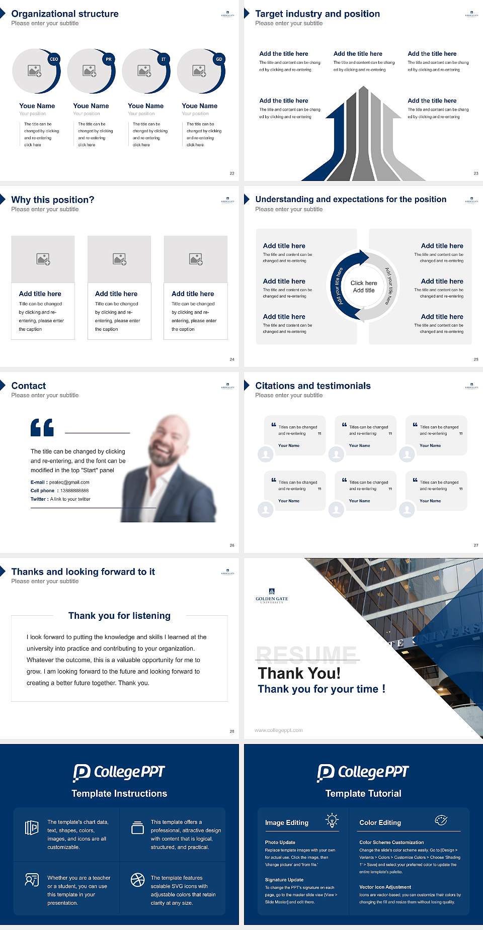 Golden Gate University-San Francisco Resume PPT Template4:3 ratio PPT effect preview image4