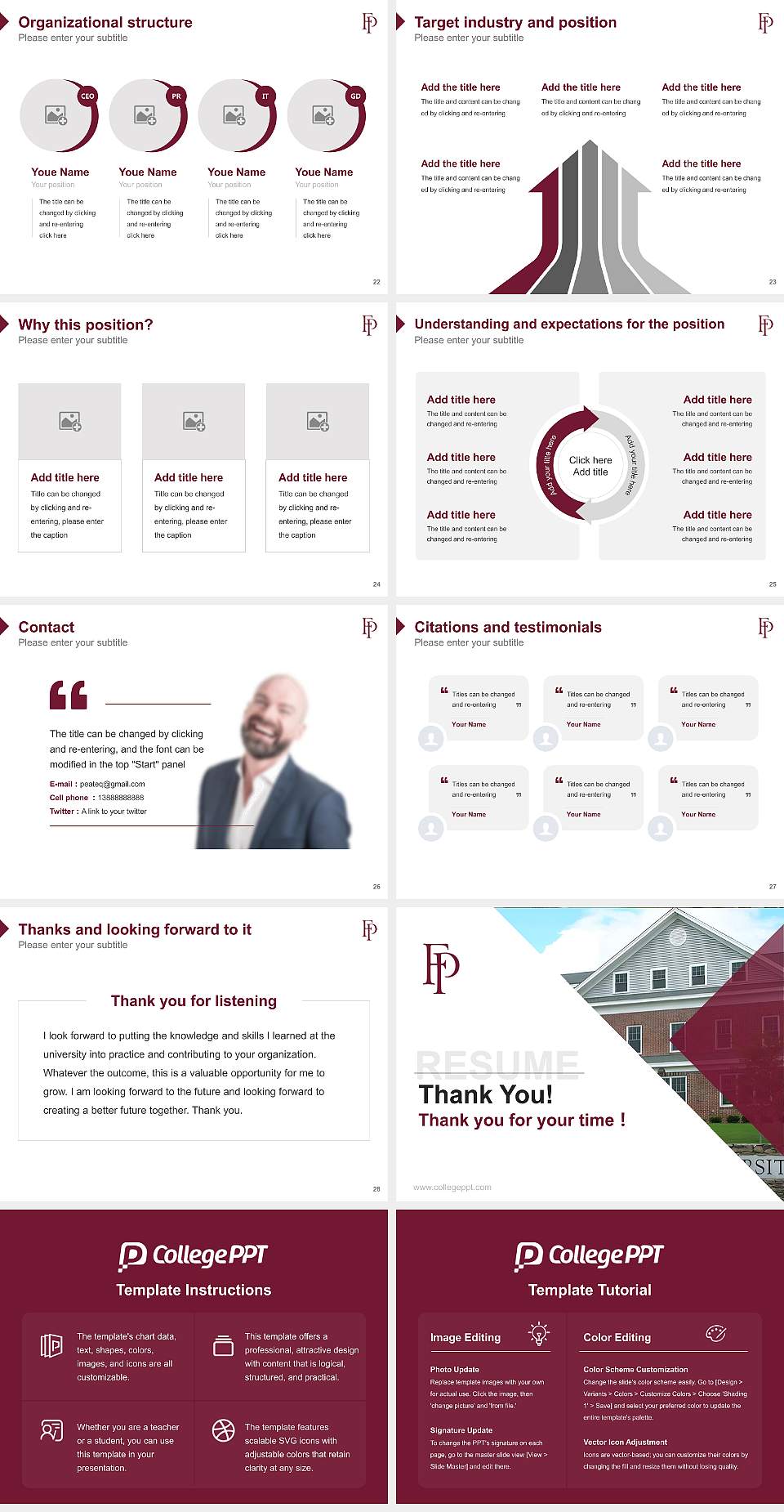 Franklin Pierce University Resume PPT Template4:3 ratio PPT effect preview image4