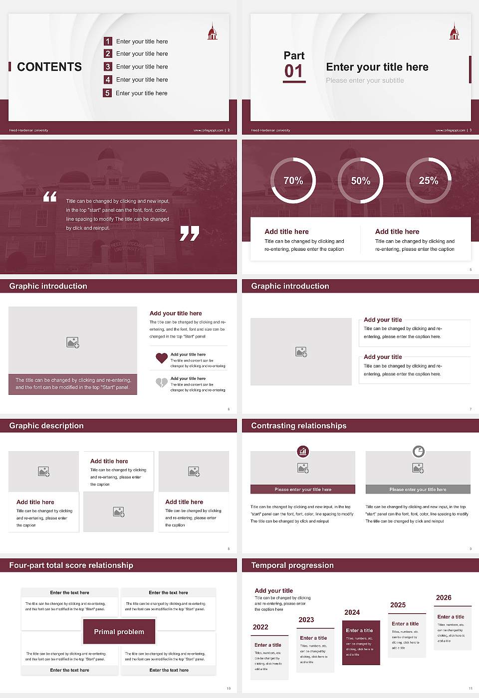 Freed-Hardeman University Thesis Proposal/Graduation Defense PPT Template16:9 ratio PPT effect preview image2