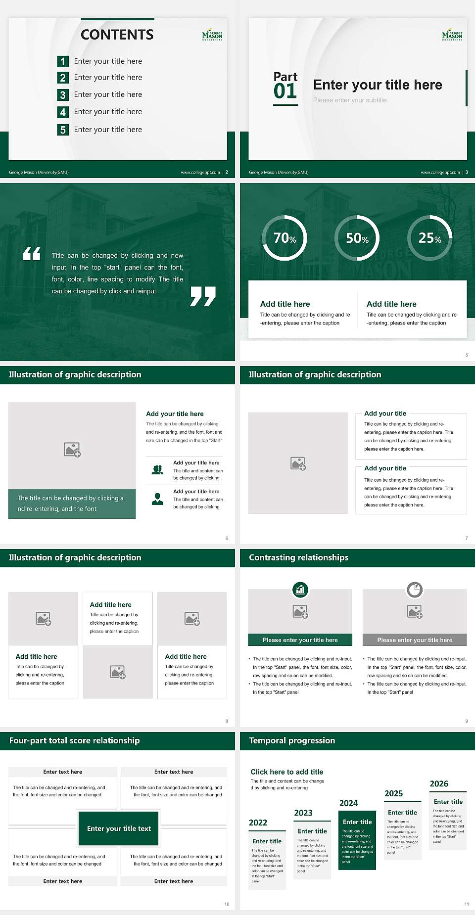 George Mason University(GMU) Thesis Proposal/Graduation Defense PPT Template4:3 ratio PPT effect preview image2