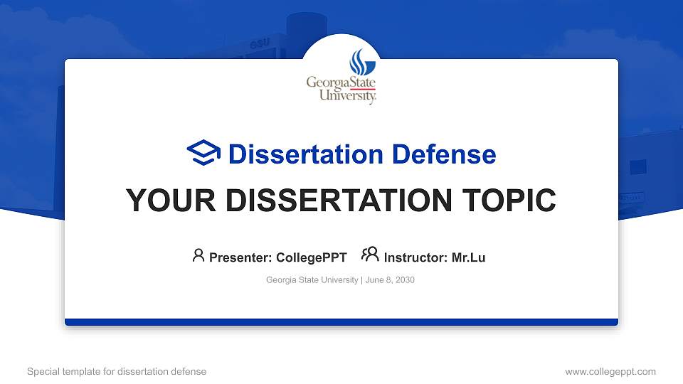 Georgia State University Graduation Thesis Defense PPT Template16:9 ratio PPT effect preview image