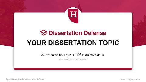 Hamline University Graduation Thesis Defense PPT Template