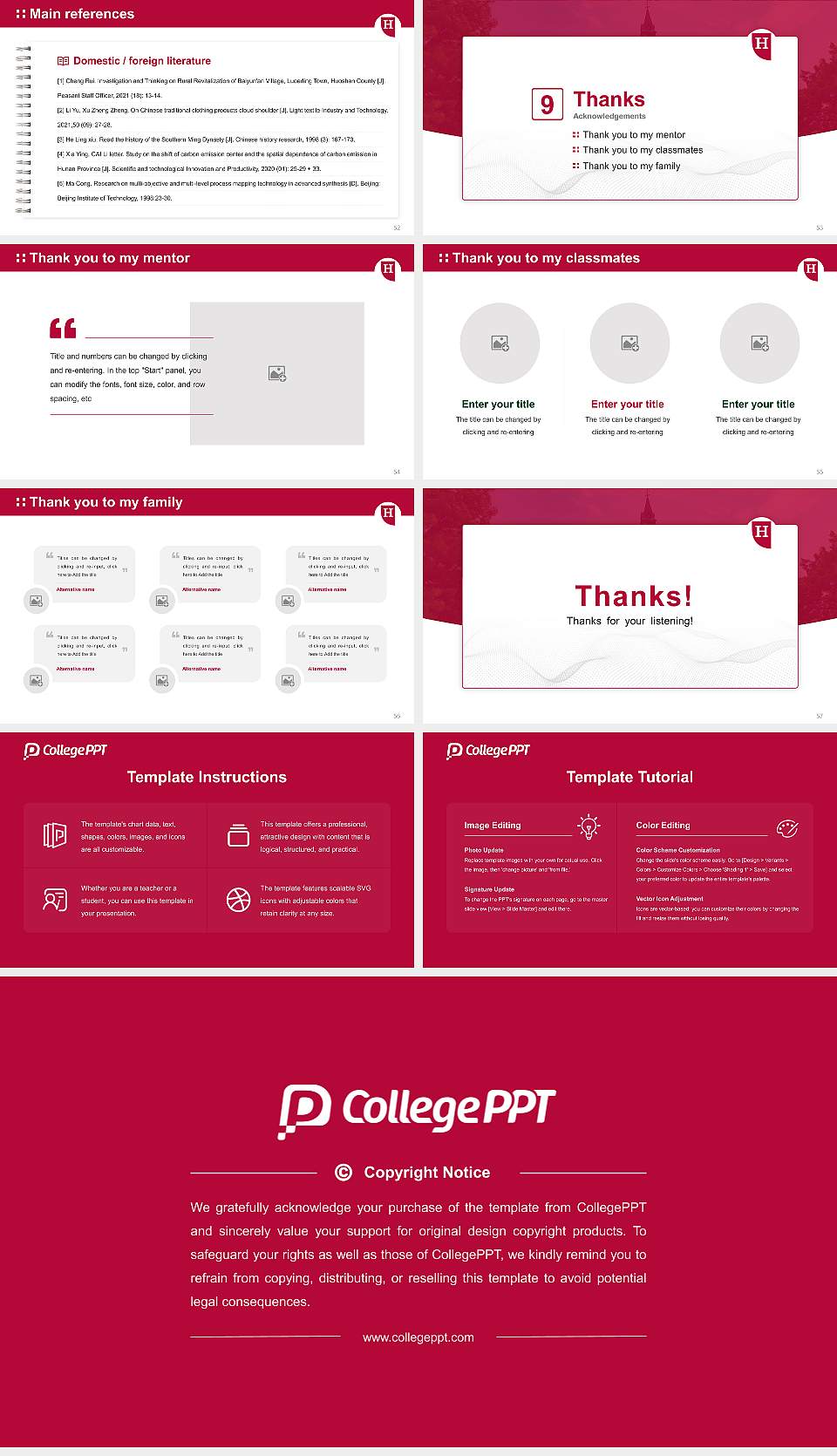 Hamline University Graduation Thesis Defense PPT Template16:9 ratio PPT effect preview image7