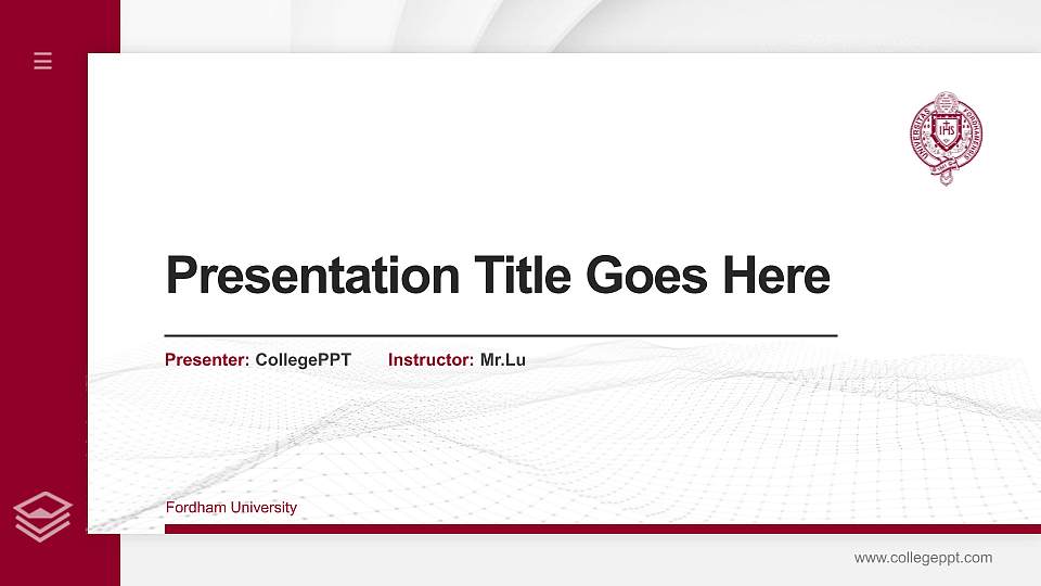 Fordham University Thesis Proposal/Graduation Defense PPT Template16:9 ratio PPT effect preview image