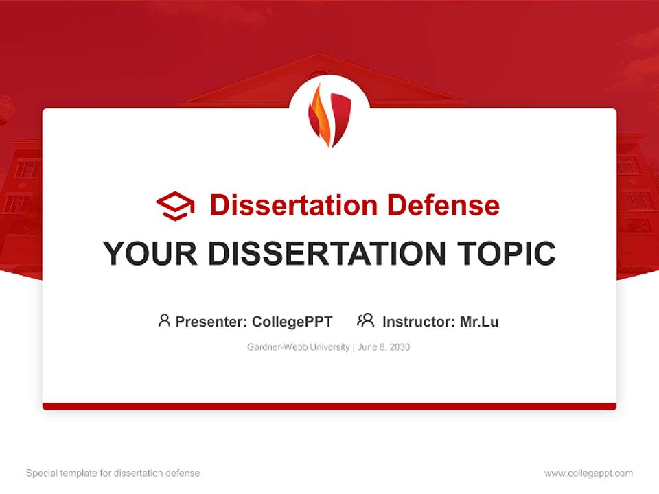 Gardner-Webb University Graduation Thesis Defense PPT Template4:3 ratio PPT effect preview image7