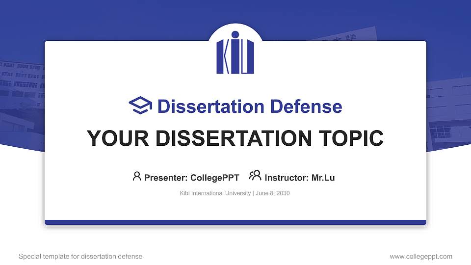 Kibi International University Graduation Thesis Defense PPT Template16:9 ratio PPT effect preview image