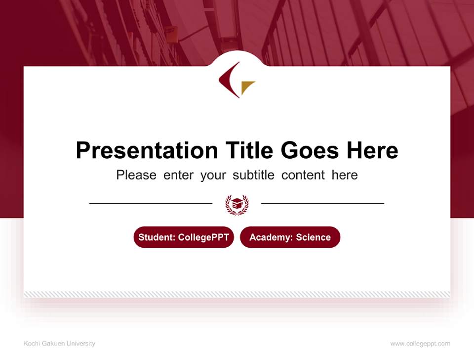 Kochi Gakuen University National Scholarship Defense PPT Template4:3 ratio PPT effect preview image4