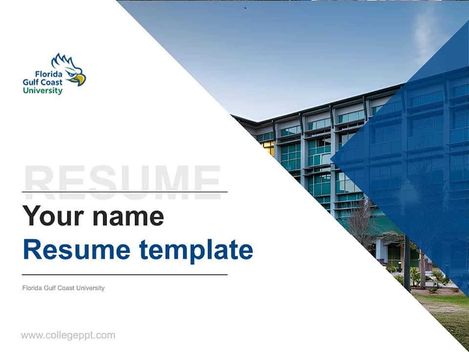 Florida Gulf Coast University Resume PPT Template4:3 ratio PPT effect preview image5