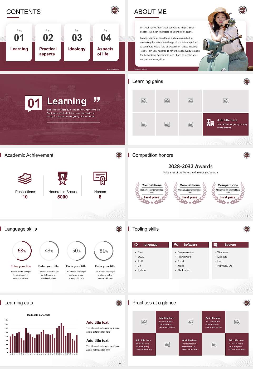 Florida State University National Scholarship Defense PPT Template16:9 ratio PPT effect preview image2
