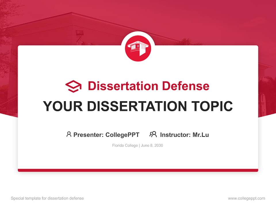 Florida College Graduation Thesis Defense PPT Template4:3 ratio PPT effect preview image7