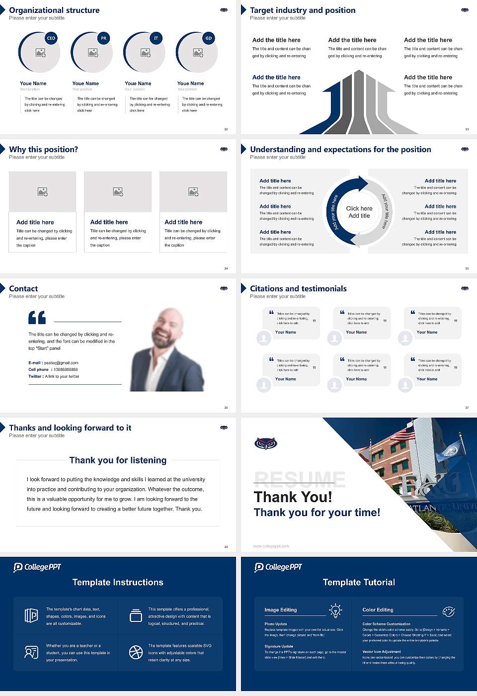 Florida Atlantic University Resume PPT Template16:9 ratio PPT effect preview image4