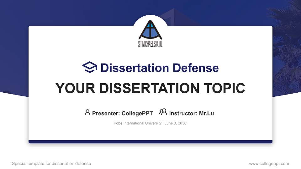 Kobe International University Graduation Thesis Defense PPT Template16:9 ratio PPT effect preview image
