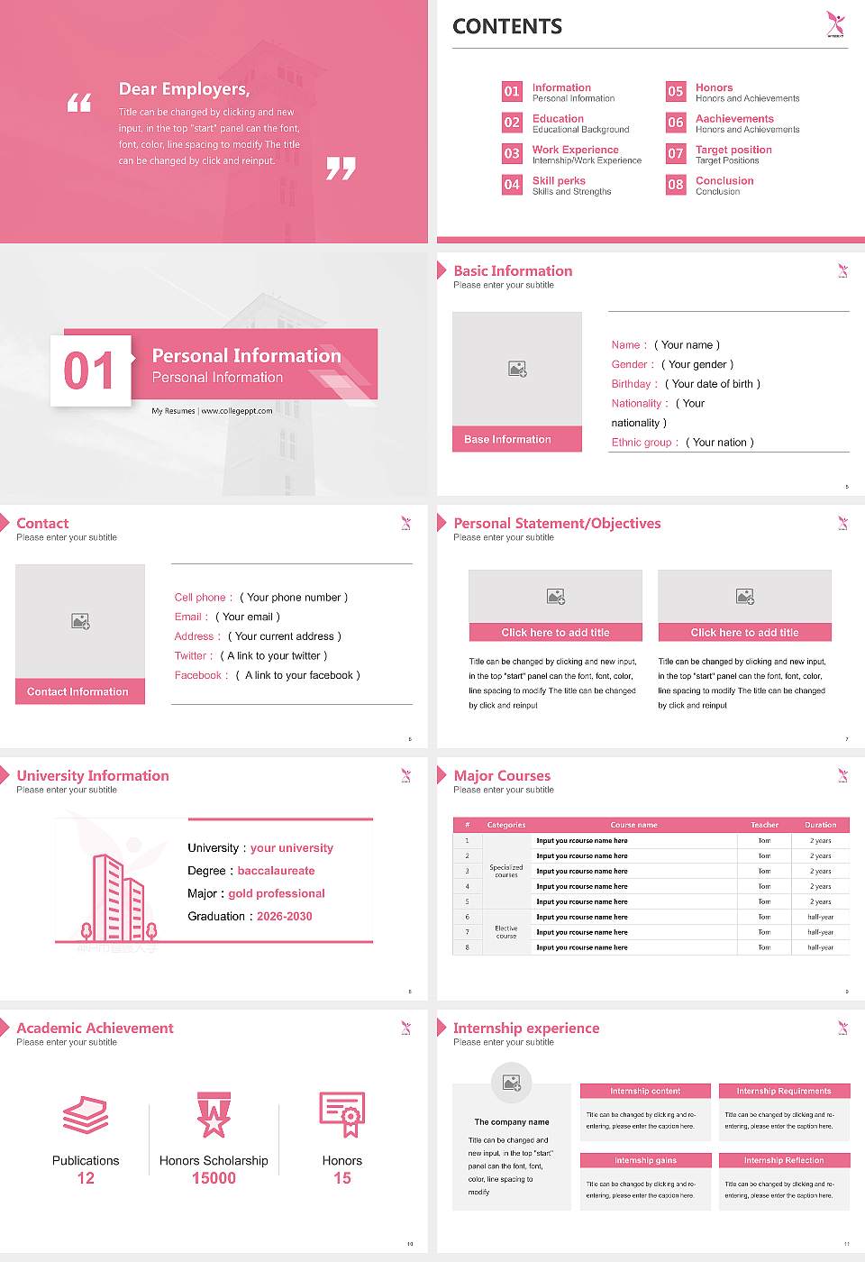 Kobe City College of Nursing Resume PPT Template16:9 ratio PPT effect preview image2