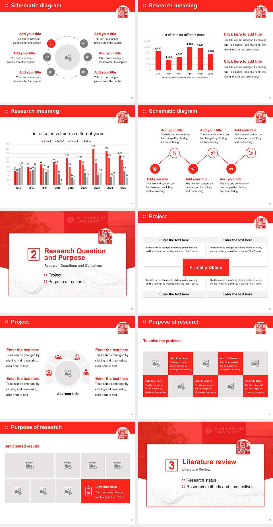 Five Branches University Graduation Thesis Defense PPT Template4:3 ratio PPT effect preview image3