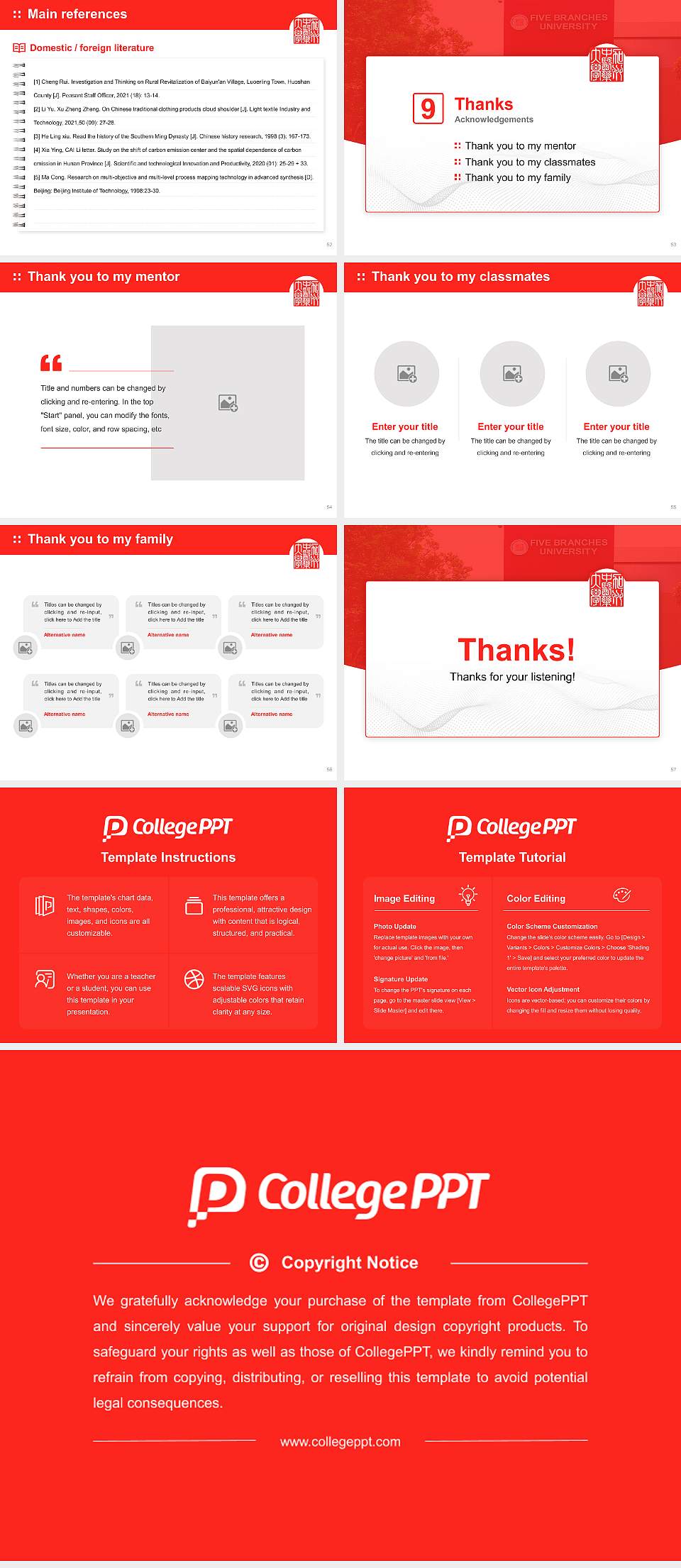 Five Branches University Graduation Thesis Defense PPT Template4:3 ratio PPT effect preview image7