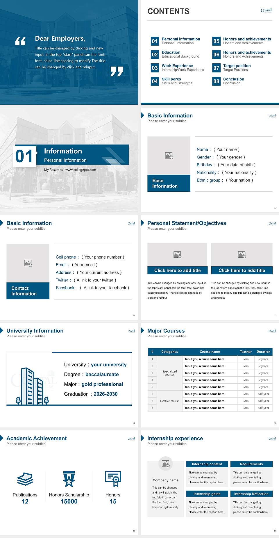 Florida Coastal School of Law Resume PPT Template4:3 ratio PPT effect preview image2
