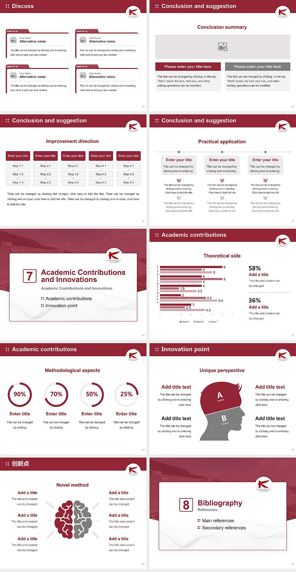 Konan Women’s University Graduation Thesis Defense PPT Template4:3 ratio PPT effect preview image6
