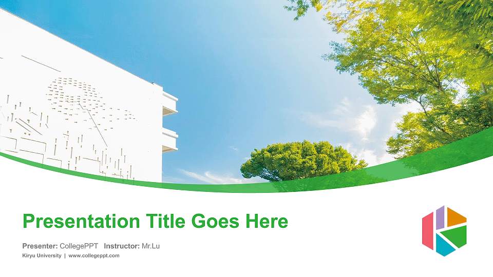 Kiryu University Course/Courseware Creation PPT Template16:9 ratio PPT effect preview image