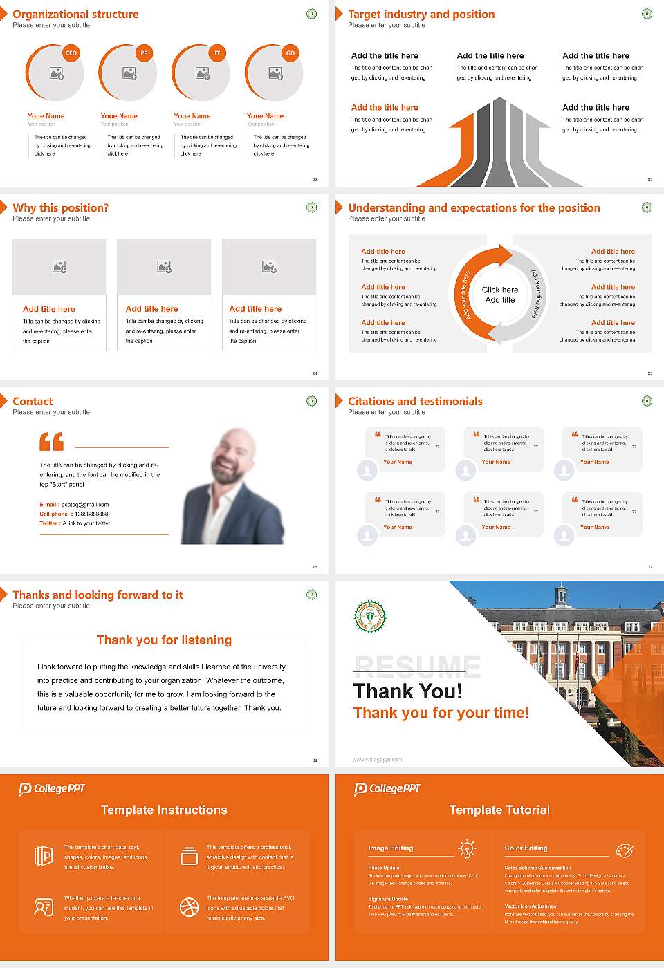 Florida Agricultural and Mechanical University Resume PPT Template16:9 ratio PPT effect preview image4