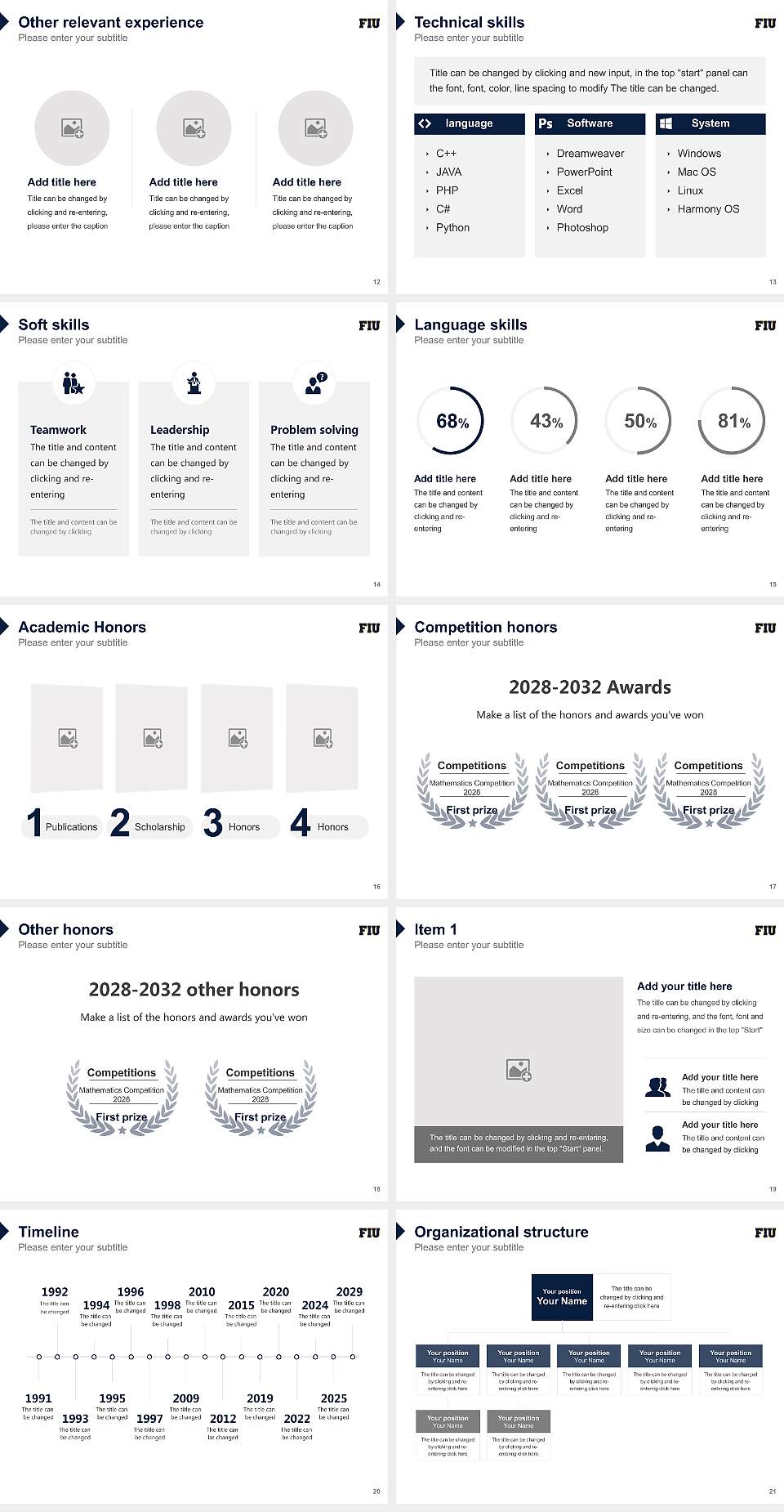Florida International University Resume PPT Template4:3 ratio PPT effect preview image3