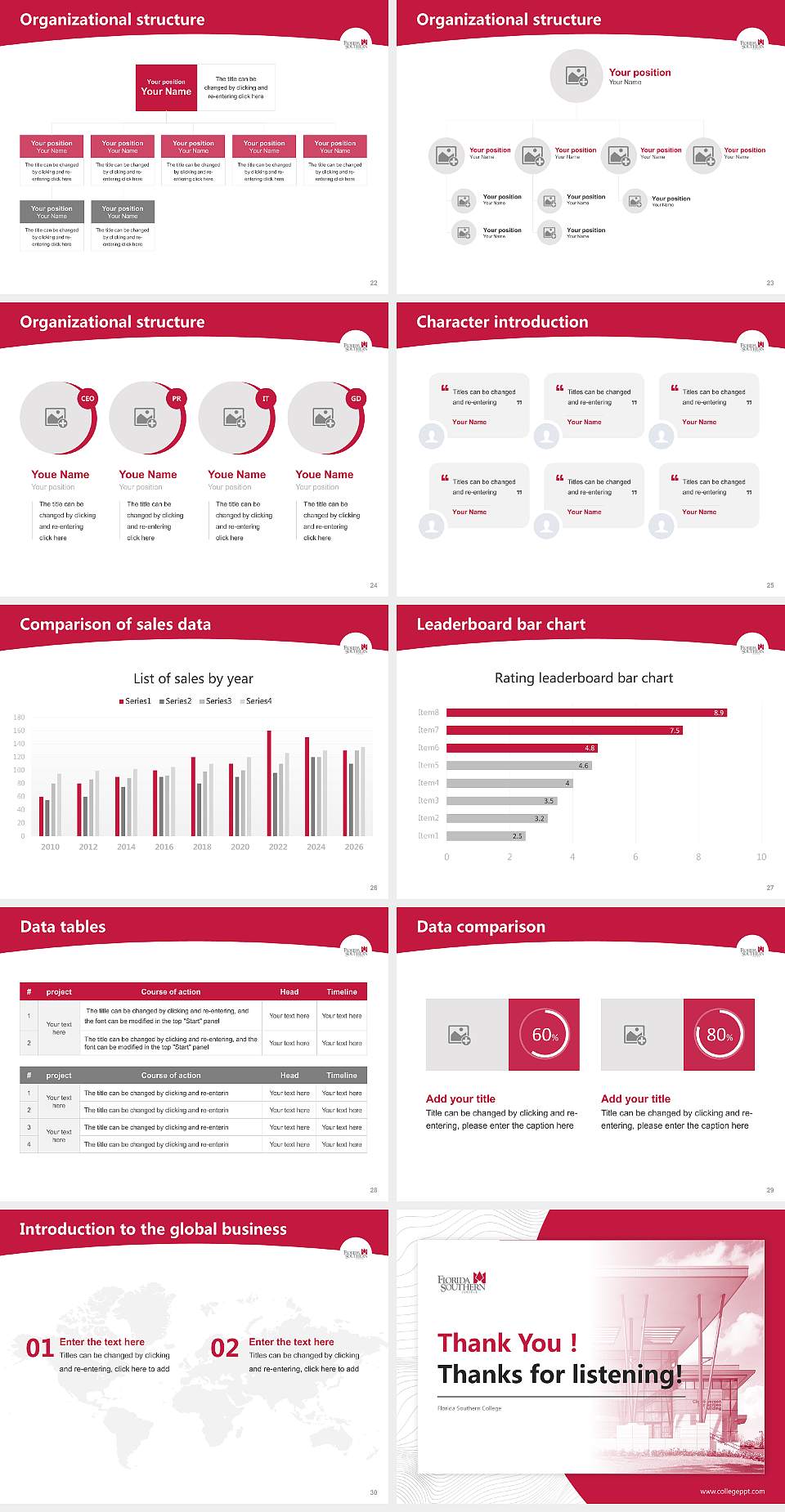 Florida Southern College Academic Presentation/Research Findings Report PPT Template4:3 ratio PPT effect preview image4