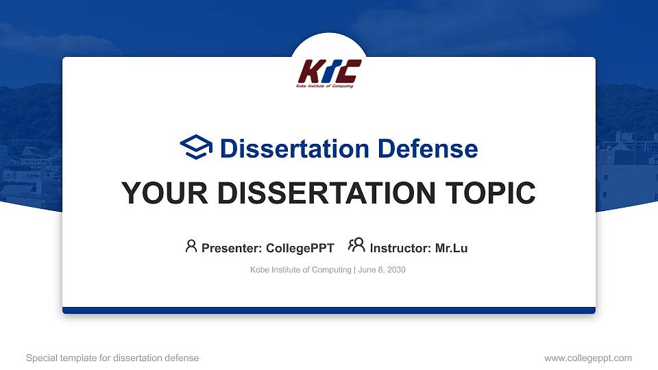 Kobe Institute of Computing Graduation Thesis Defense PPT Template16:9 ratio PPT effect preview image