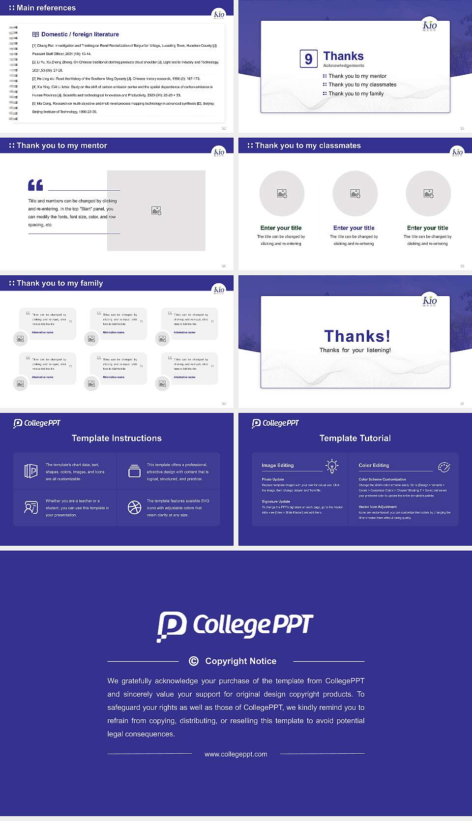 Kio University Graduation Thesis Defense PPT Template16:9 ratio PPT effect preview image7