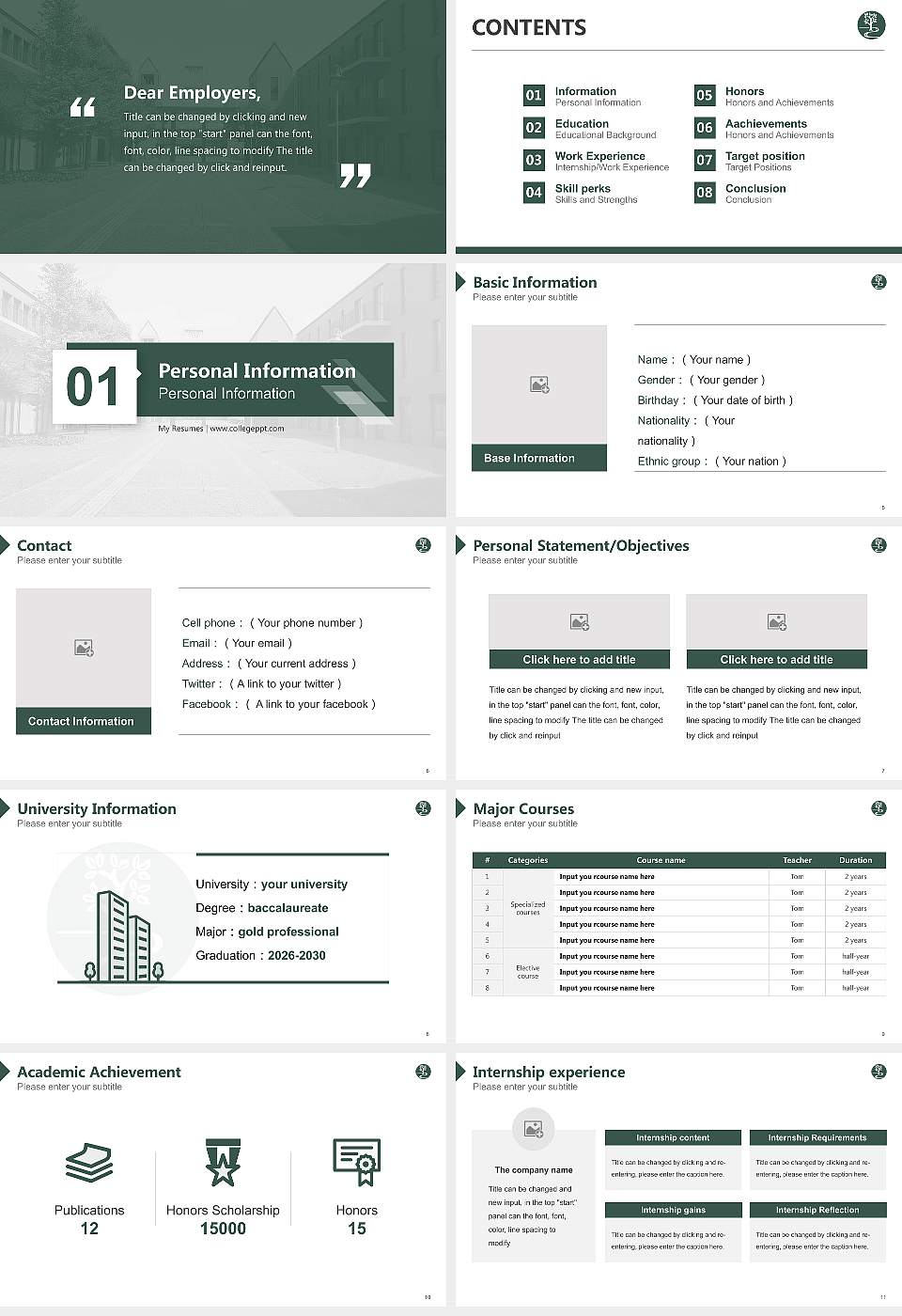 Keisen University Resume PPT Template16:9 ratio PPT effect preview image2