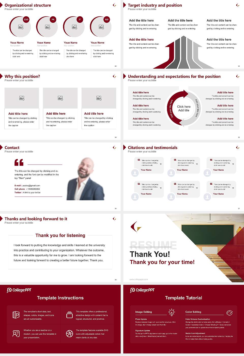 Kochi Gakuen University Resume PPT Template16:9 ratio PPT effect preview image4