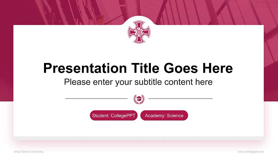 Kinjo Gakuin University National Scholarship Defense PPT Template16:9 ratio PPT effect preview image1