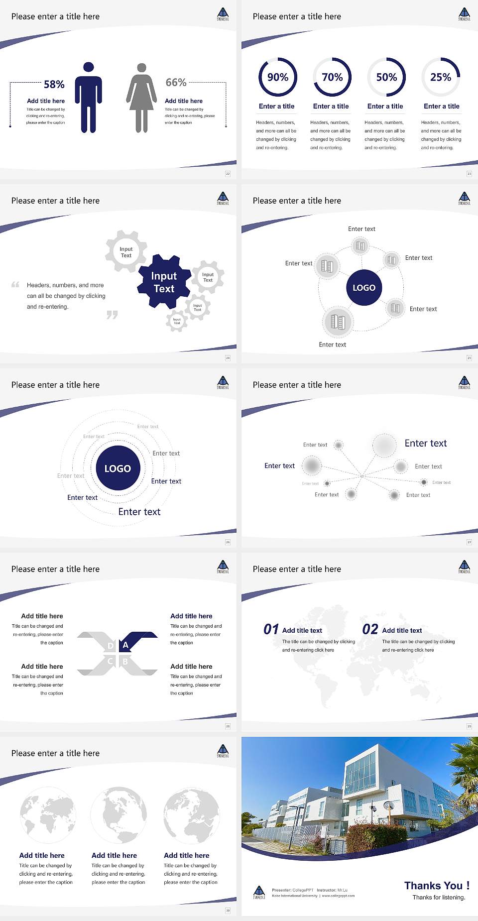 Kobe International University Course/Courseware Creation PPT Template4:3 ratio PPT effect preview image4
